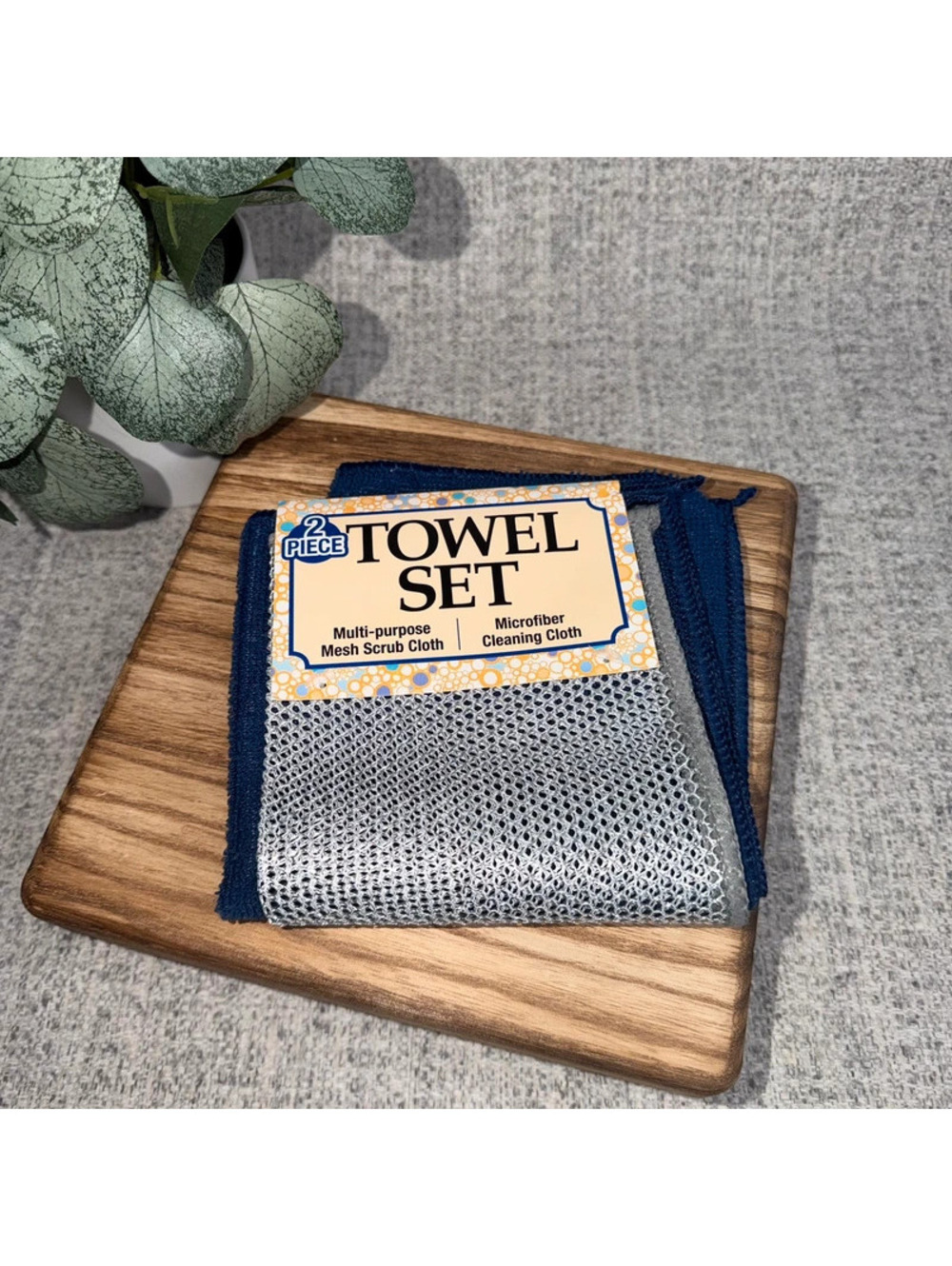 New 2 Piece Towel Set Microfiber Cleaning Cloth Mesh Scrubber Kitchen Dish